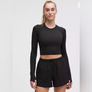 lululemon athletica Black Long Sleeve Crop Top